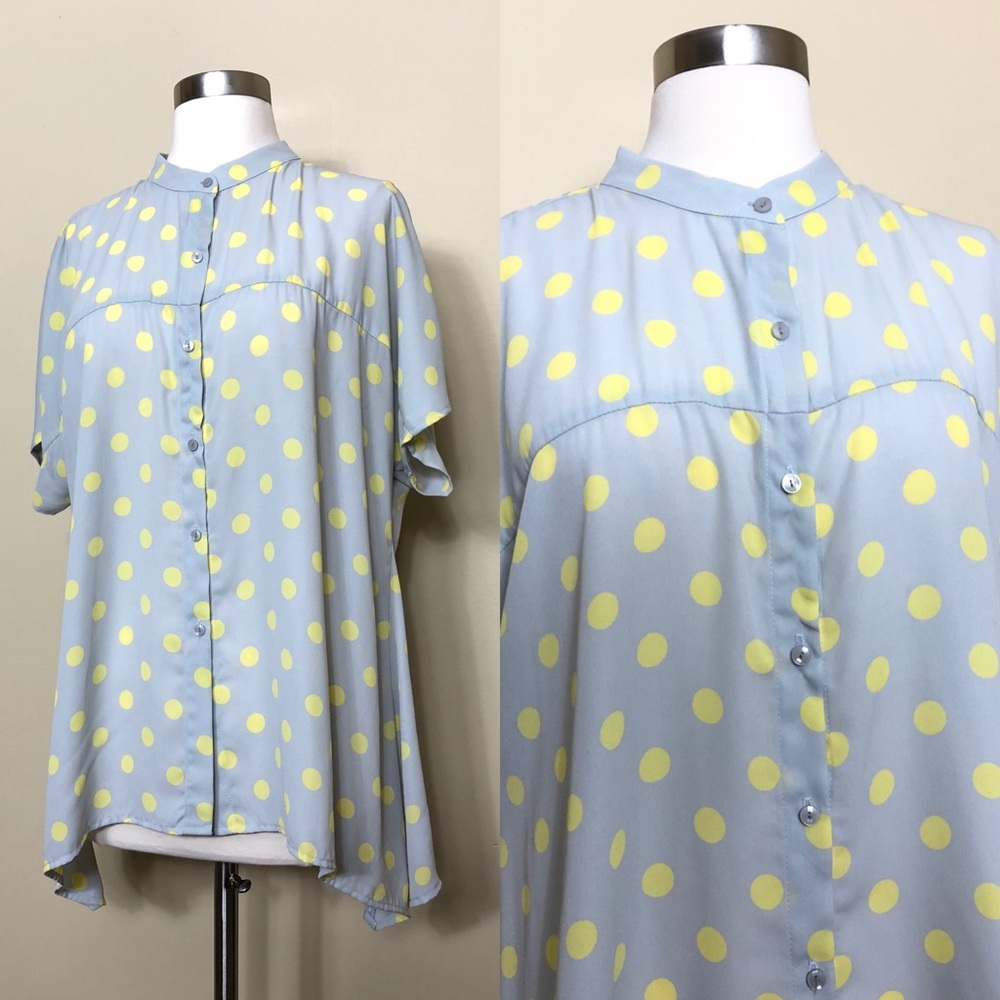 ASOS Rokoko by Dazz Gray &  Yellow Polka Dot Top M